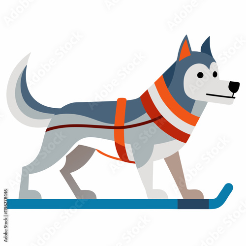 dog sled vector illutration