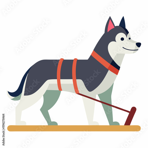 vector illustration of a dog sled