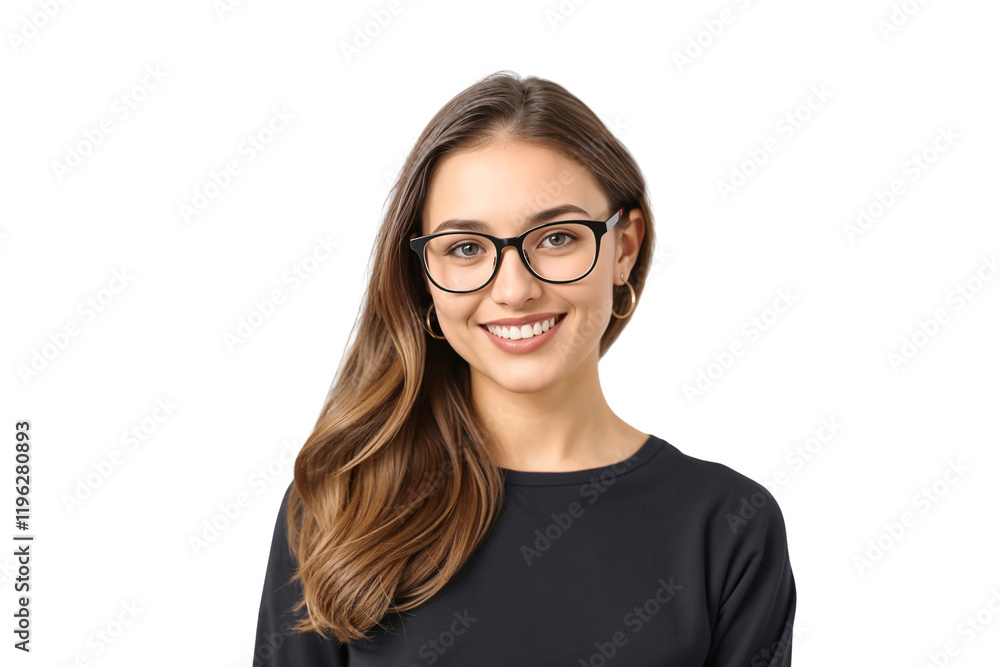 Portrait of a smiling young beautiful woman with glasses with happy face, isolated on white background Portrait of a smiling young beautiful woman with glasses with happy face, isolated on white background