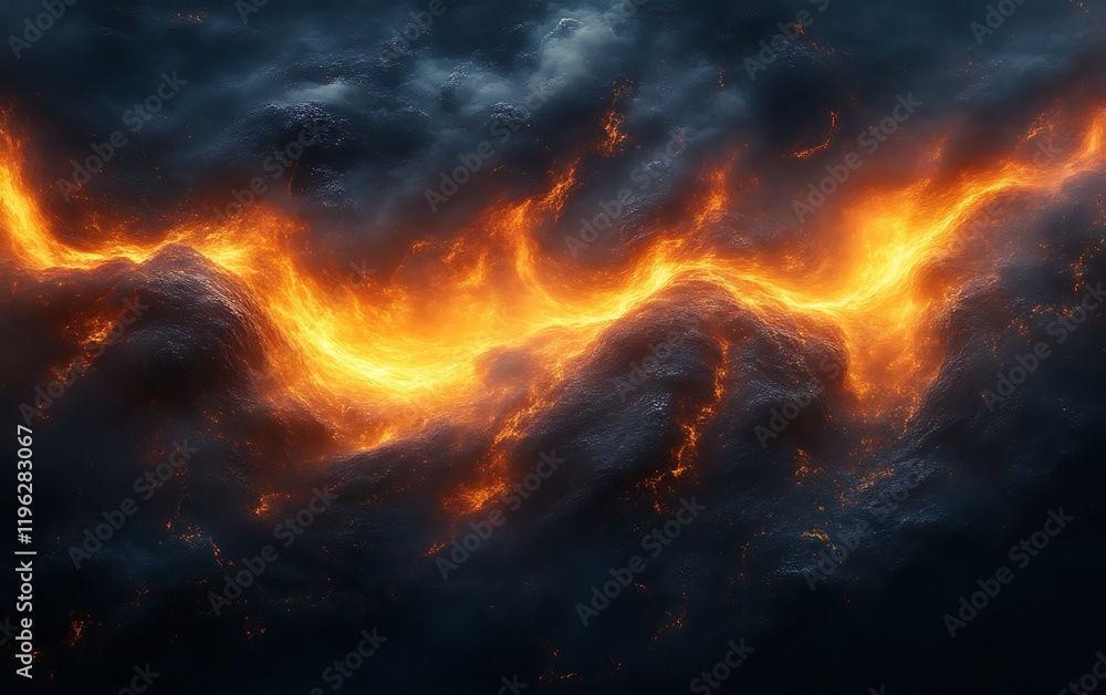 Fototapeta premium Fiery, swirling cloudscape.