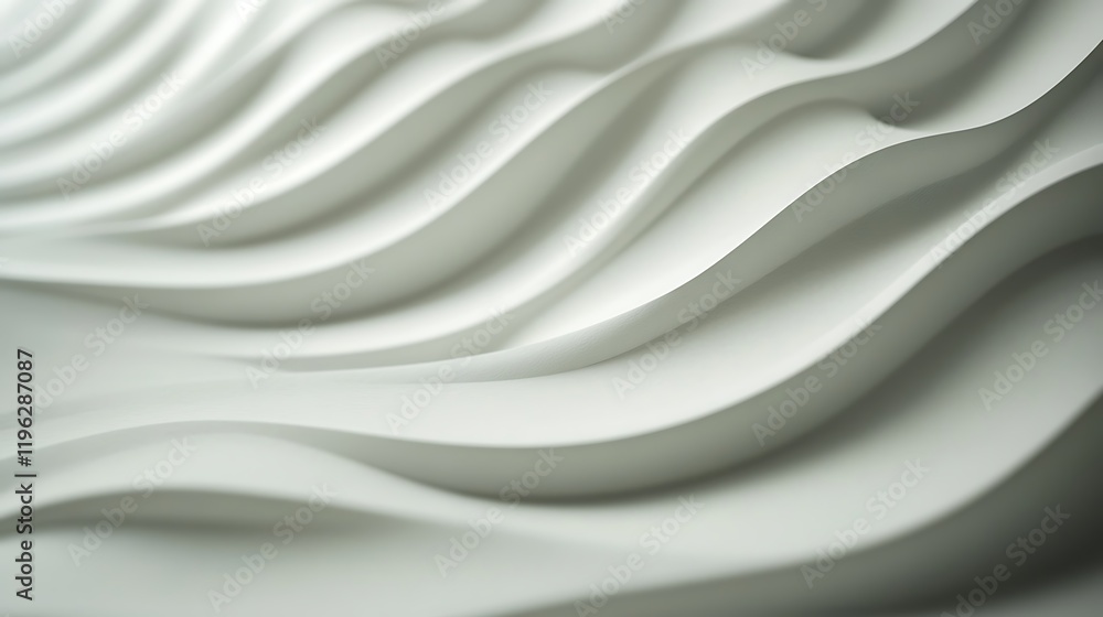 Obraz premium Abstract wave-like patterns in white, creating a sense of depth and texture.
