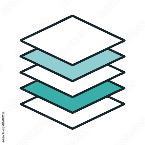 Stacked layers icon in teal and white outline style