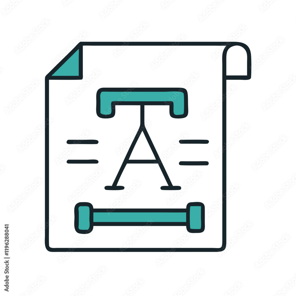 Typography editing icon with text and sliders in teal Typography editing icon with text and sliders in teal