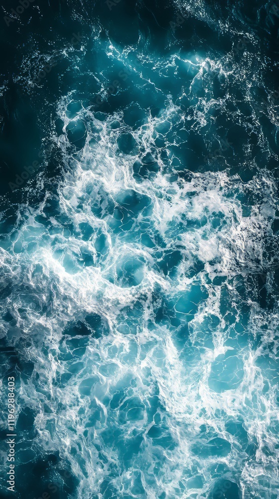 Fototapeta premium Ocean waves, whitecaps, blue water texture