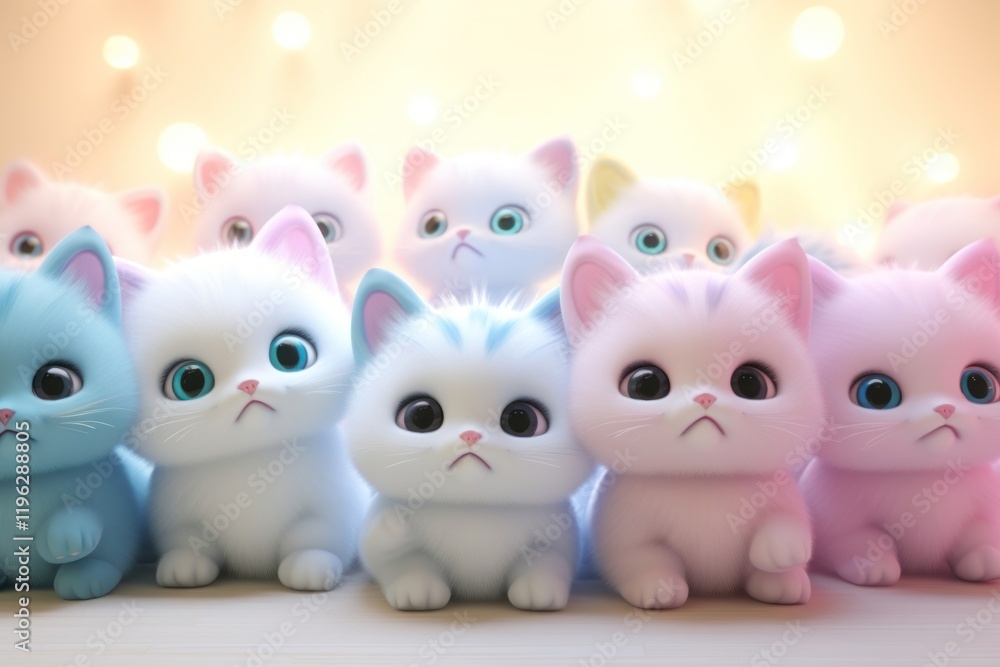 Fototapeta premium Pastel 3d cat mammal animal kitten.