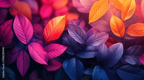 Wallpaper Mural Eco-inspired digital background with abstract geometric foliage and vibrant colors Torontodigital.ca