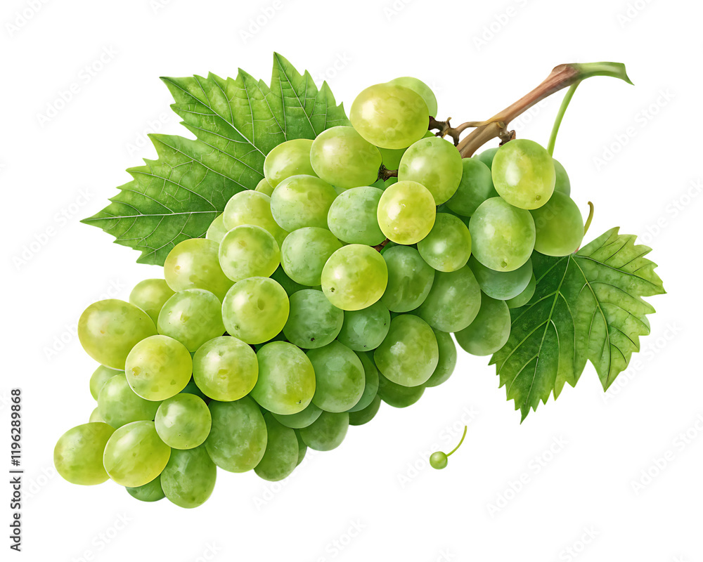 A bunch of green grapes isolated on transparent background A bunch of green grapes isolated on transparent background