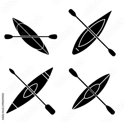 Kayak Icon black style, Vector illustration