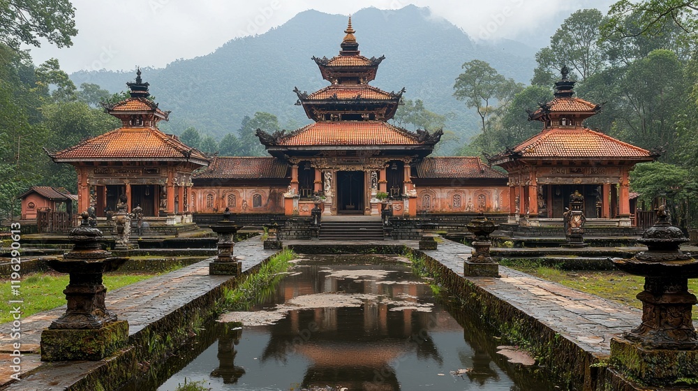 Serene Temple Reflection: Tranquil Asian Architecture Serene Temple Reflection: Tranquil Asian Architecture