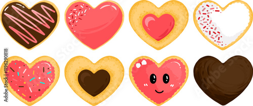 set of cookies hearts, valentine's day background