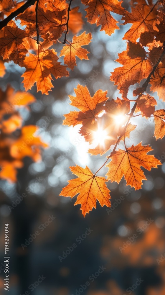 Autumn leaves backlit by sunlight Autumn leaves backlit by sunlight