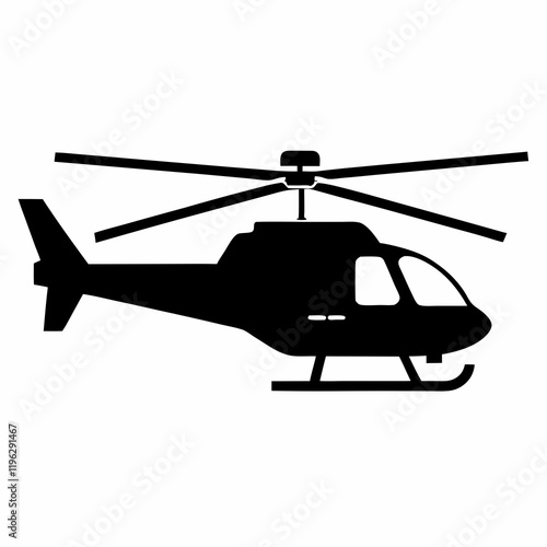 Black Helicopter Vector Graphic