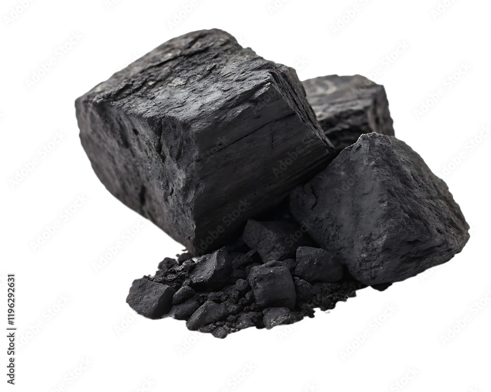 A piece of charcoal isolated on transparent background A piece of charcoal isolated on transparent background