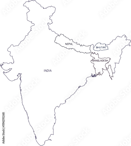 vector illustration design image maps of india nepal bangladesh bhutan