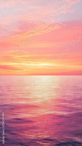 Pink sunset over calm ocean waters