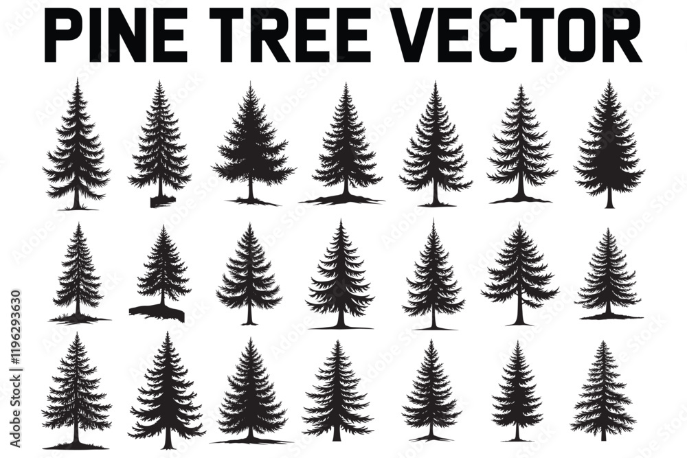 Obraz premium Classic Pine Tree Silhouette Vector Art