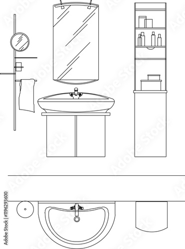 vector illustration design image of lavatory and bathroom in home bathroom interior 