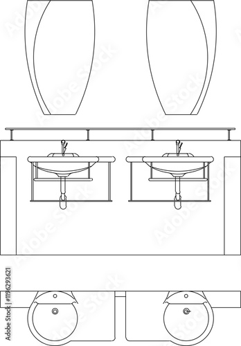 vector illustration design image of lavatory and bathroom in home bathroom interior