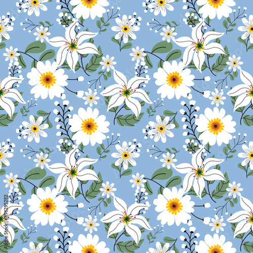 Beautiful floral fabric pattern in a flower field