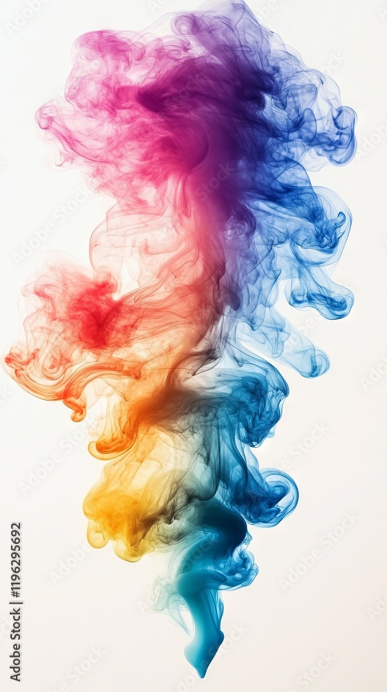 Fototapeta premium Abstract colorful smoke swirls on white background