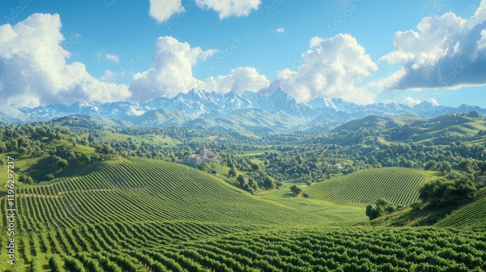 Fototapeta premium A beautiful landscape with a large mountain range in the background