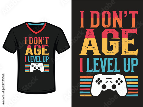 Creative retro-inspired T-shirt design featuring a vibrant gaming theme, perfect for enthusiasts.