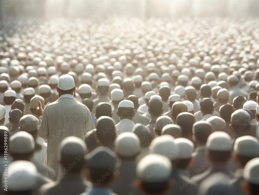 Obraz premium A large crowd of people gathered together outdoors in sunlight