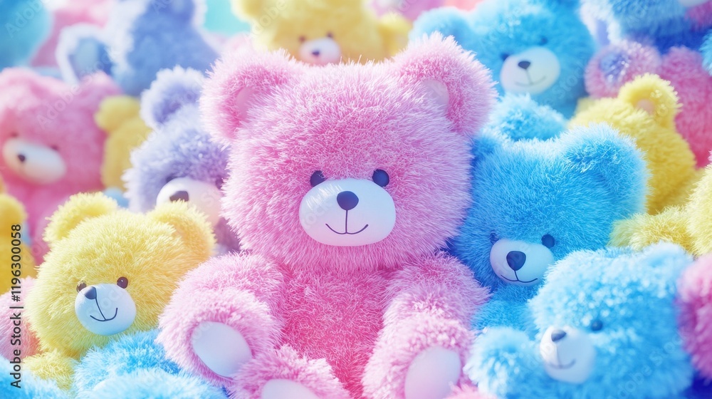 Fototapeta premium A multitude of pastel-colored plush teddy bears in a joyful gathering