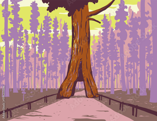 Mariposa Grove of Giant Sequoias Yosemite National Park California WPA Poster Art