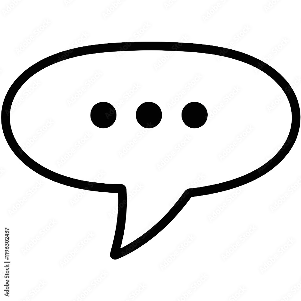 A speech bubble icon with three dots inside. png isolated background. transparent background. A speech bubble icon with three dots inside. png isolated background. transparent background.
