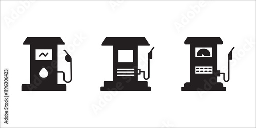 Fuel, gas, charging station icon set. Fuelling sign collection. EPS 10
