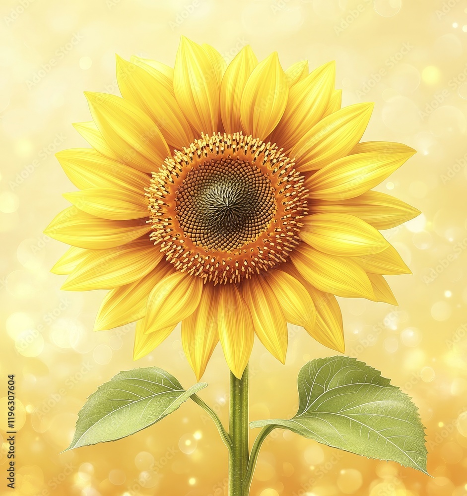 Obraz premium Sunflower Flower on Blurred Background with Soft Lighting, Generative AI