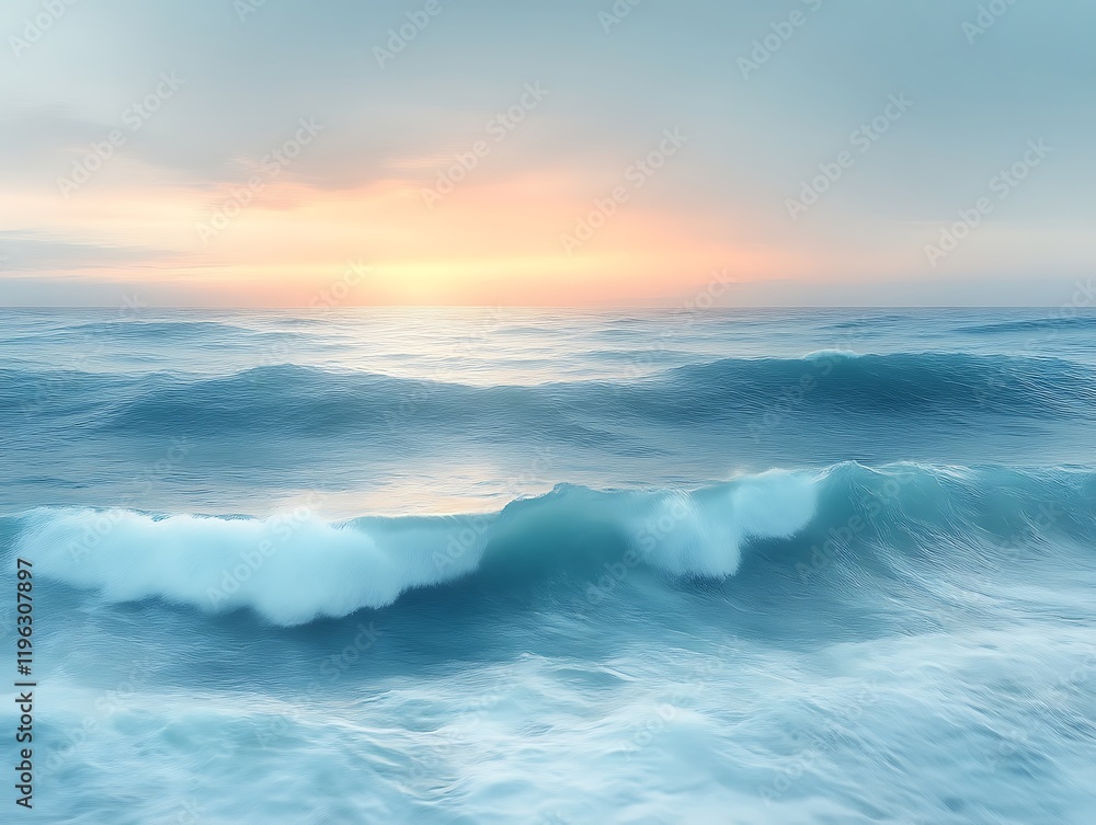Serene ocean waves at sunrise. Serene ocean waves at sunrise.