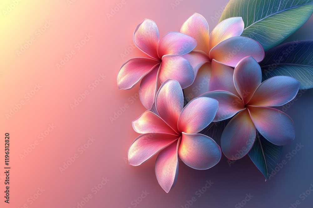 Obraz premium Frangipani Flower Digital Concept Design, Generative AI