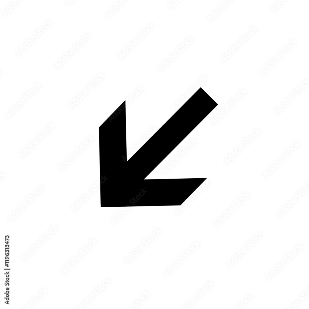 Symbol sign. Left and down arrow pictogram. Left and down arrow sign Symbol sign. Left and down arrow pictogram. Left and down arrow sign