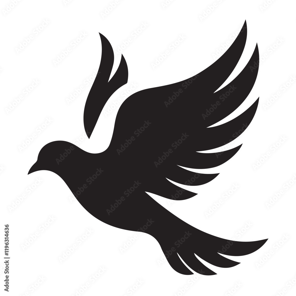 Silhouette of a bird in flight, perfect for logo design or branding. Silhouette of a bird in flight, perfect for logo design or branding.
