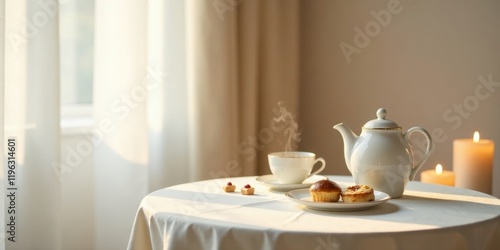 Wallpaper Mural Serene morning tea ritual with warm pastries and gentle sunlight illuminating a minimalist table setting Torontodigital.ca