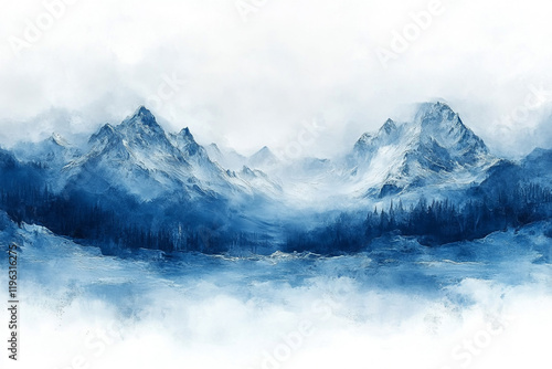 Wallpaper Mural Majestic Winter Mountains Enveloped in Misty Air Torontodigital.ca