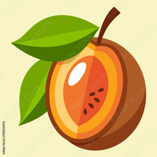 vector illustration of an mamey fruit