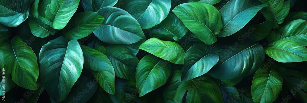 Dark green tropical plants and leaves creating a dramatic background. Dark green tropical plants and leaves creating a dramatic background.