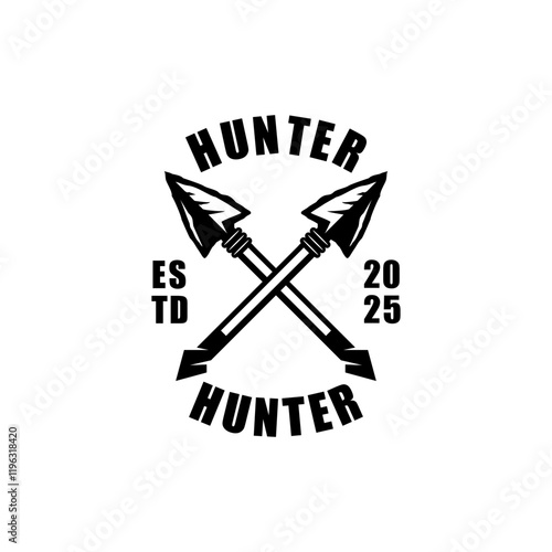 Traditional spear head logo template design for hunting