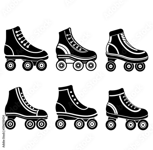 Set Of Black Roller Skates silhouette