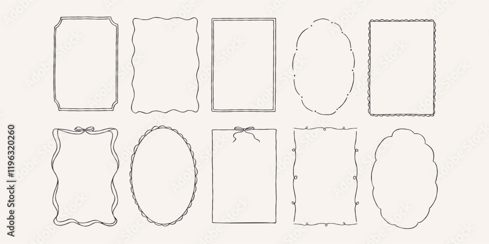 Hand drawn whimsical retro frames
