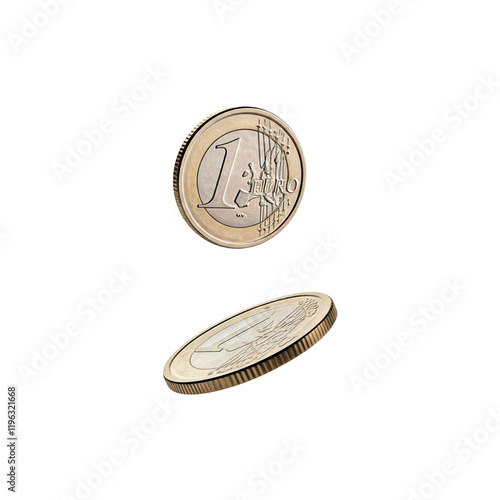 Coin Flipped in Mid-Air Showing Heads and Tails Side for Money Currency Toss and Decision Illustration