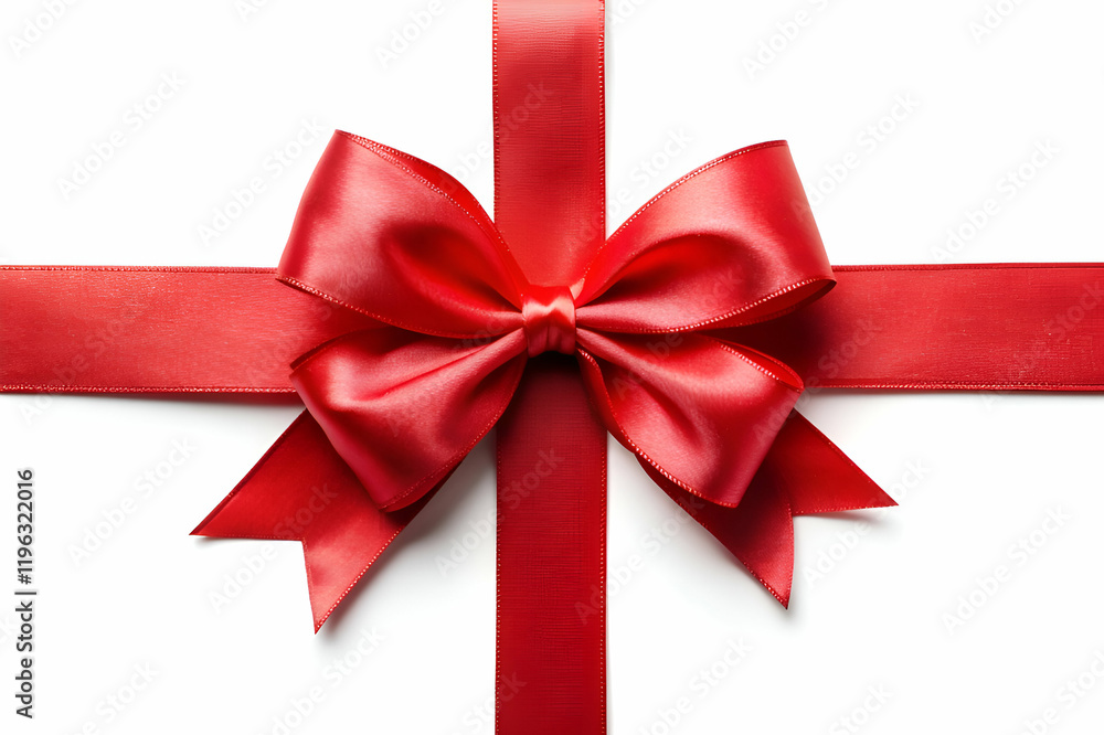 Red Satin Gift Bow. Elegant Holiday Decoration Red Satin Gift Bow. Elegant Holiday Decoration