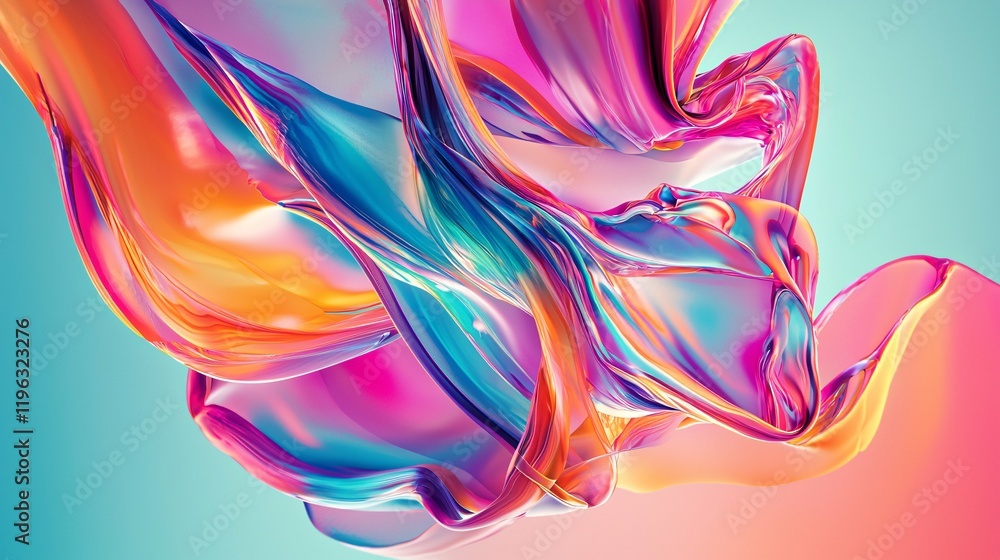 Obraz premium A dynamic gradient frame features a creative composition of colorful shapes and lines, ideal for graphic design and digital art projects.