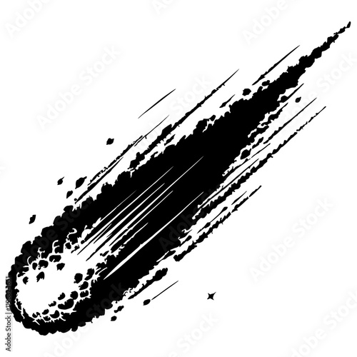 Falling meteor silhouette