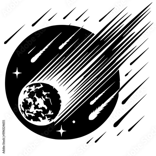 Falling meteor silhouette