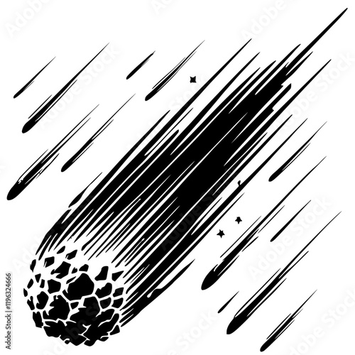 Falling meteor silhouette