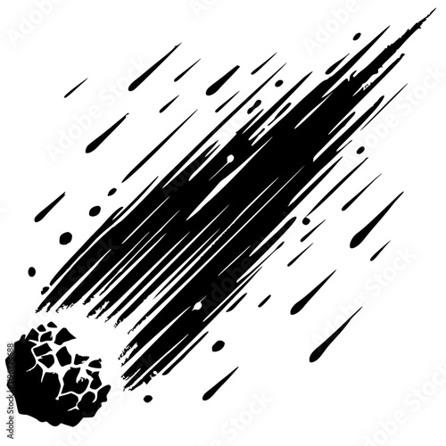 Falling meteor silhouette